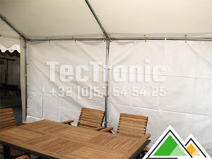 Feesttent 3x4 PVC Pro (wit) met 2 blinde zijwanden