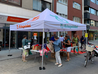 Vouwtent 4x4 met reclame kringwinkel.