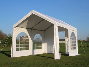 Professionele partytent 3x4 meter pvc wit met 4 mooie boogramen