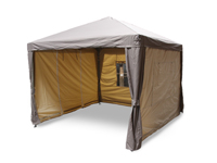 Polyester partytent 3x3 met taupe dakzeil en beige zijwanden