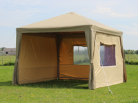 Paviljoentent 3x3 met beige dak en zandkleurige zijwanden