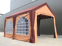 Mooie partytent 3x4 met bordeaux en beige zeilen