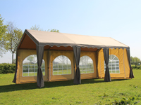 Feesttent 3x6 taupe/beige halfopen