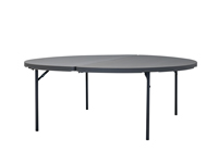 De ronde klaptafel van 200 cm heeft bovendien een plooibaar tafelblad