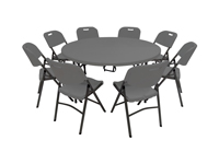 Stevige ronde tafel 150 cm met 8 professionele stoelen
