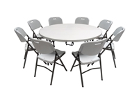 Ronde tafel met diameter van 150 cm, volledig dichtklapbaar
