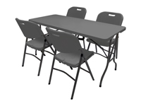 Robuuste tafel 150 cm met 4 professionele stoelen