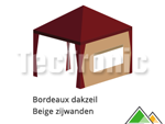 Bordeaux dakzeil en beige zijwanden