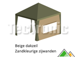 Beige dakzeil en zandkleurige zijwanden