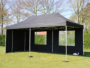 Uitklapbare tent 3x6 meter in de kleuren beige en zwart